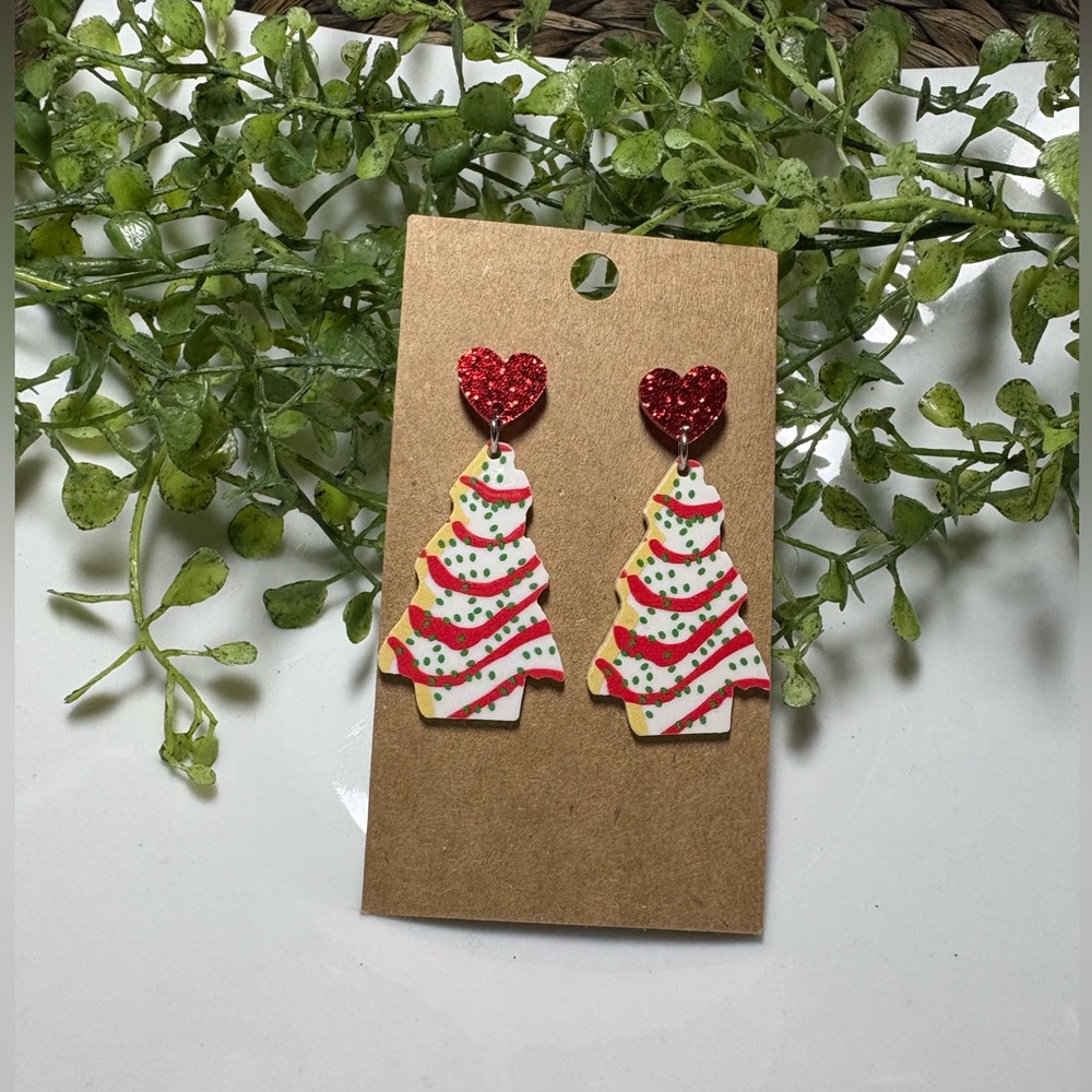 Little Debbie Christmas Tree Cake Earrings
